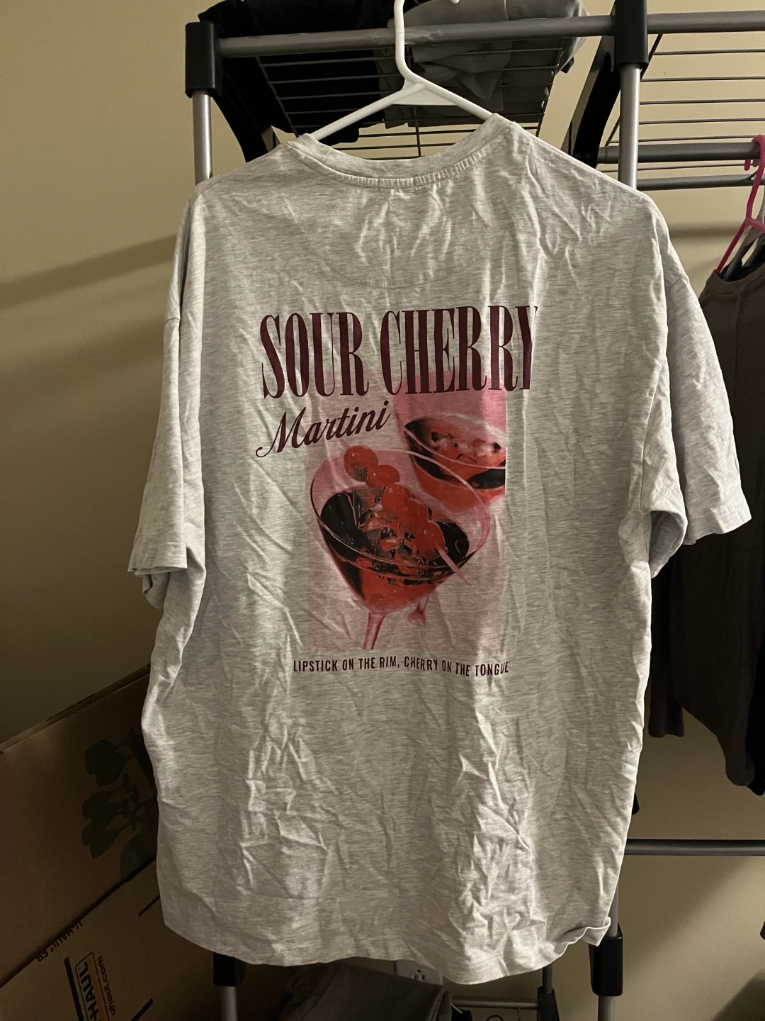 Grey "Sour Cherry Martini" Graphic T-Shirt