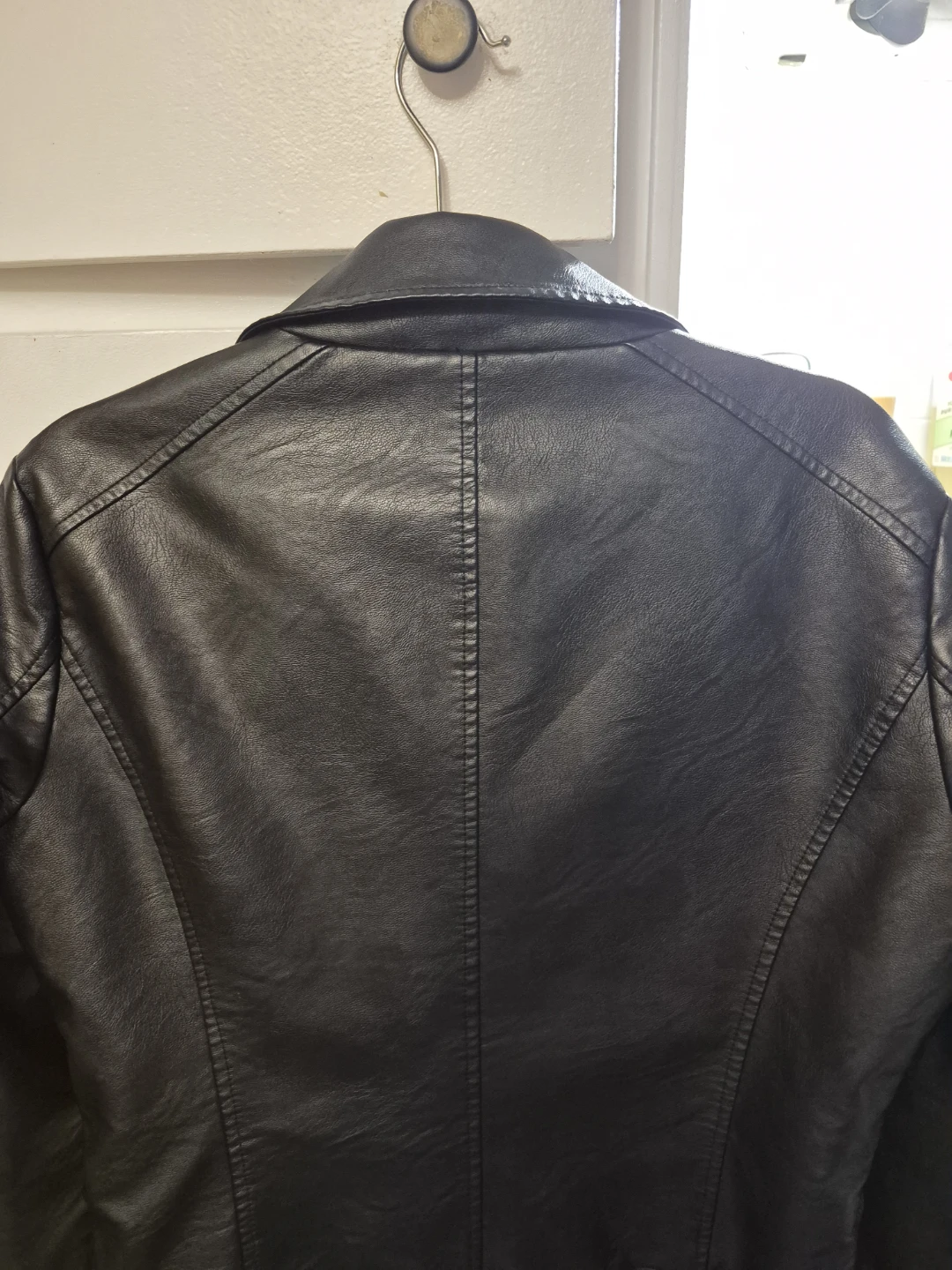 Le Château Black Faux Leather Moto Jacket Size L - photo 5