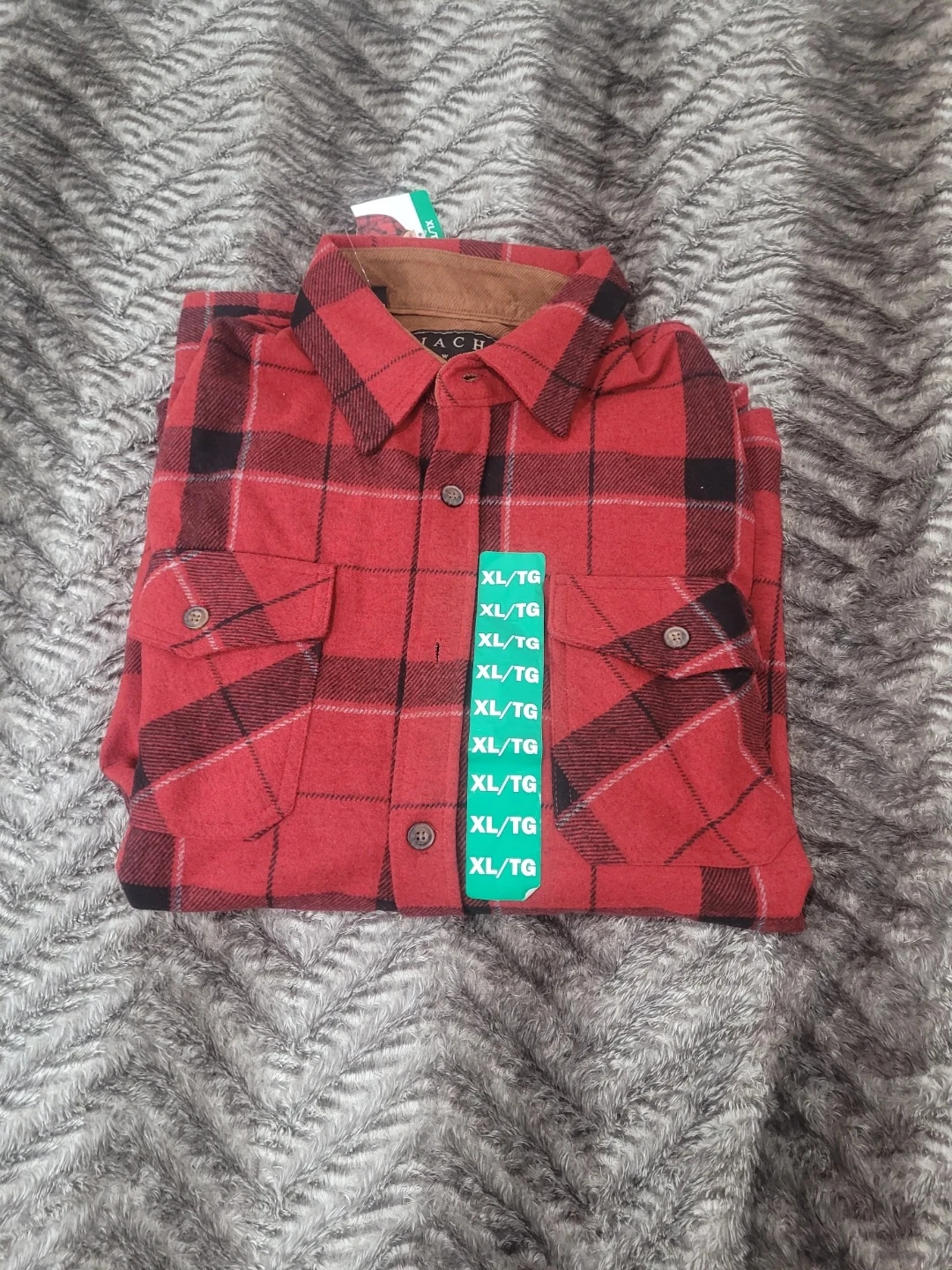 Red Plaid Flannel Shirt XL