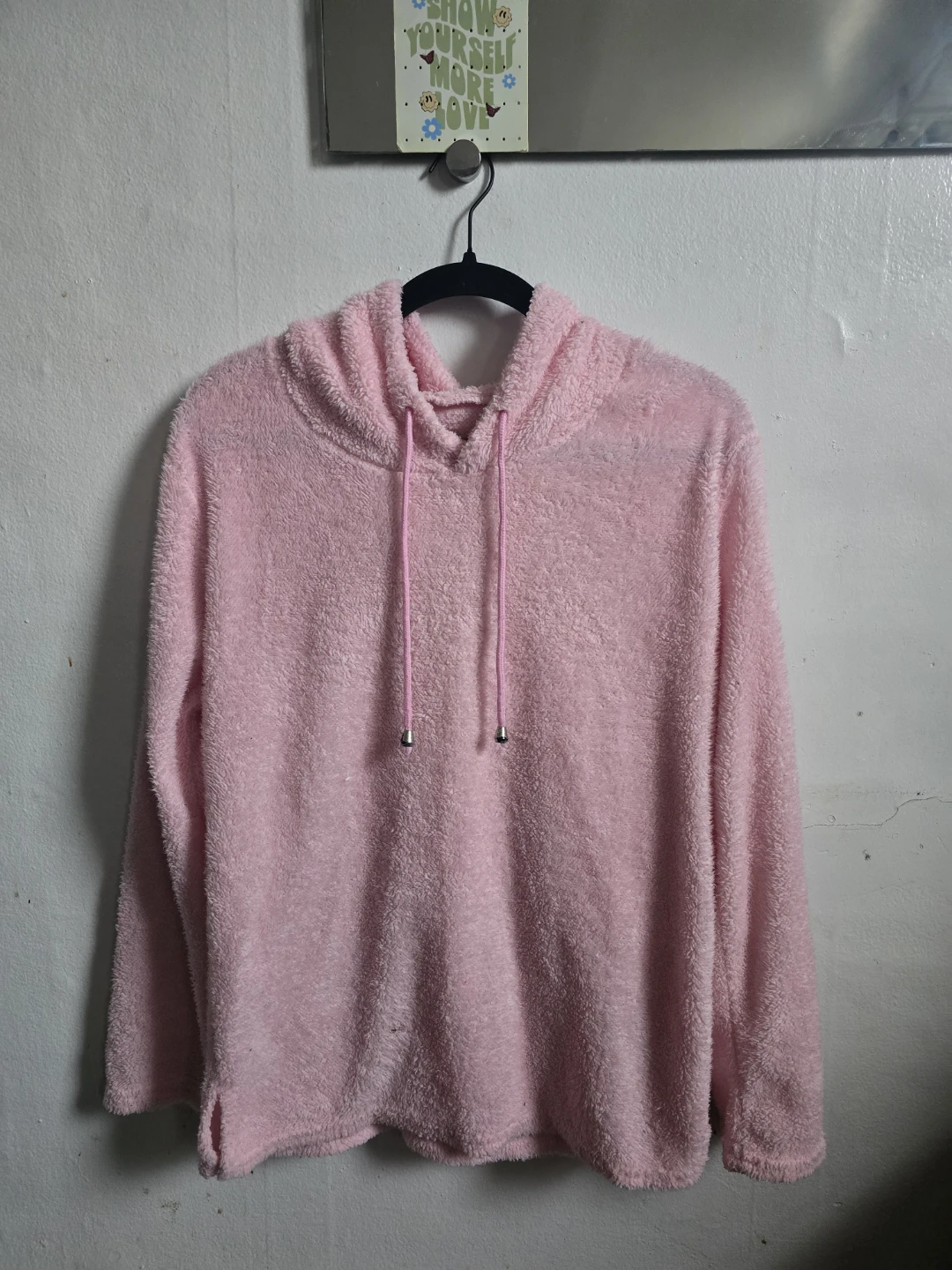 Pink Fuzzy Hooded Sweatshirt