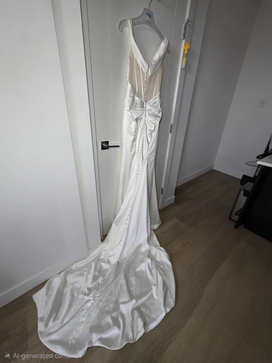 White Satin Wedding Dress - photo 2
