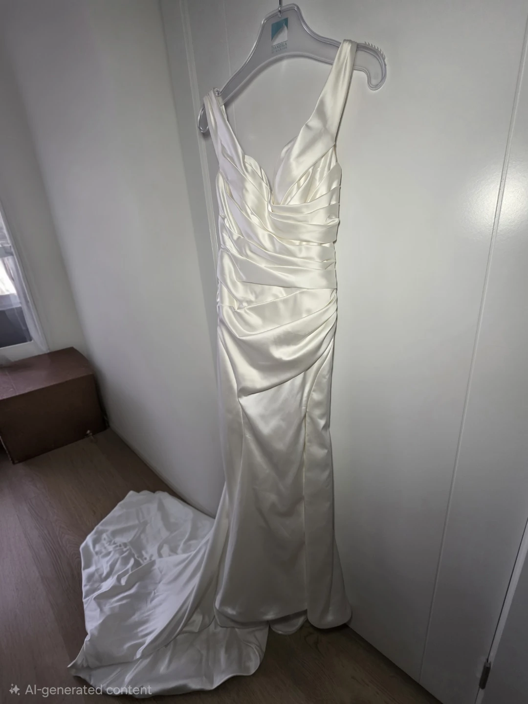 White Satin Wedding Dress - photo 3