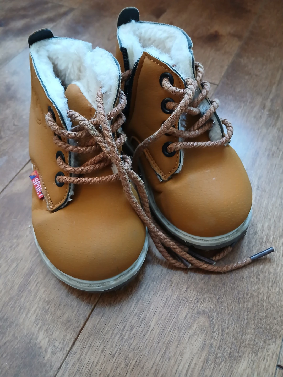 🏆Toddler Tan Fur Lined Winter Boots Size 23