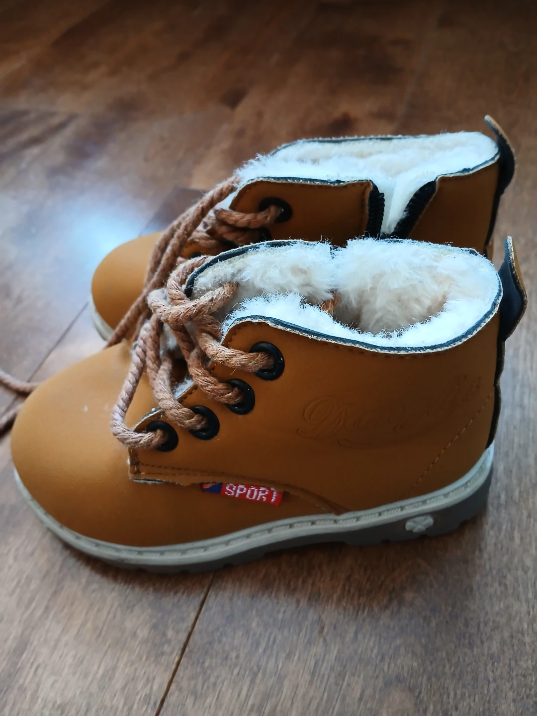 🏆Toddler Tan Fur Lined Winter Boots Size 23 - photo 2