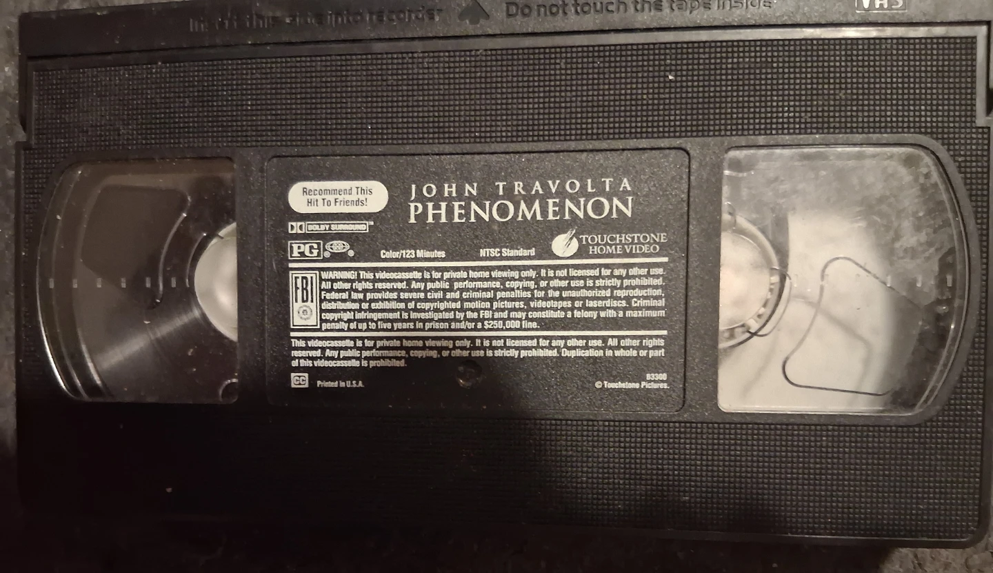 Phenomenon VHS Movie Starring John Travolta