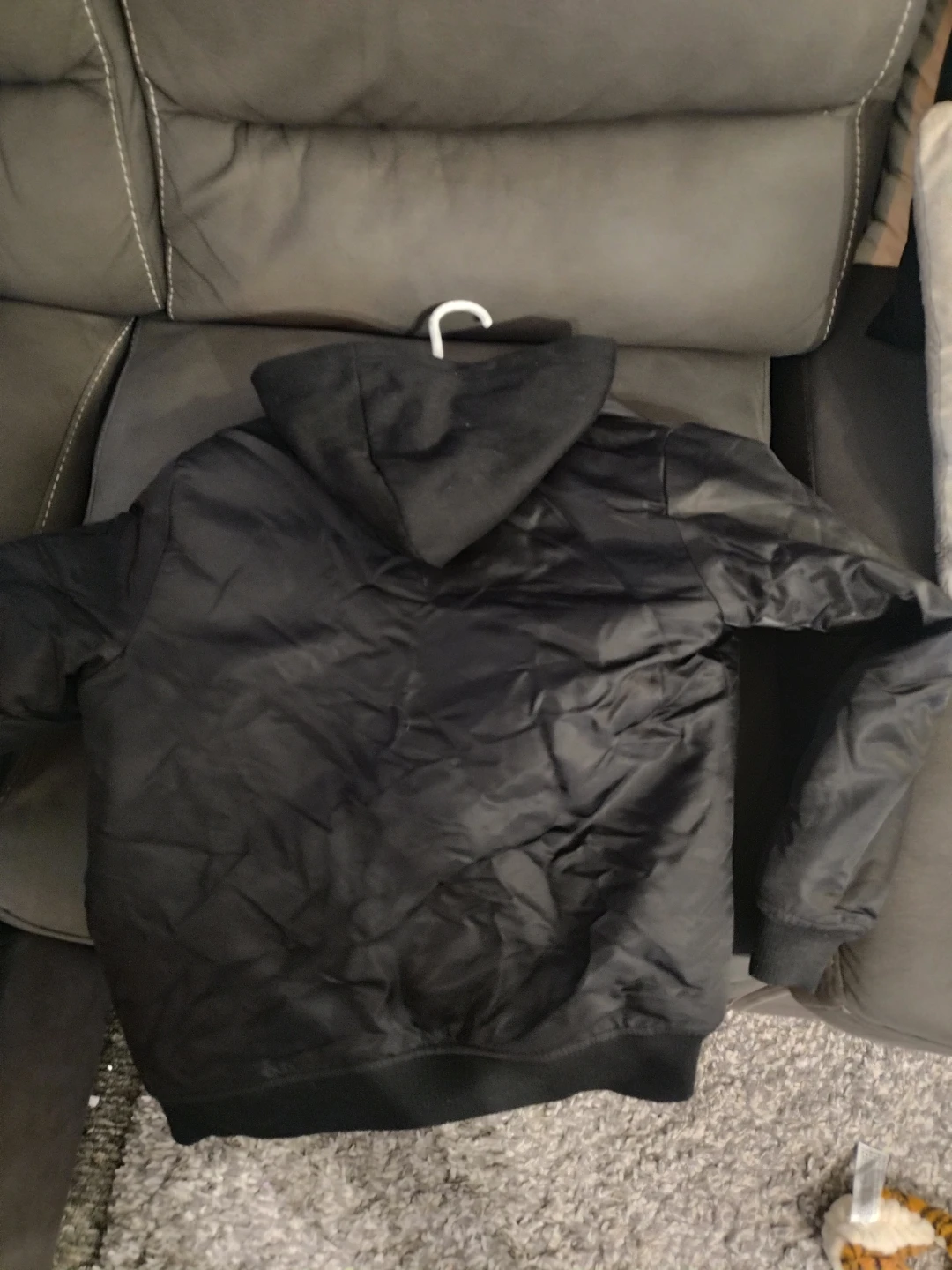 Black Hooded Bomber Jacket - photo 2