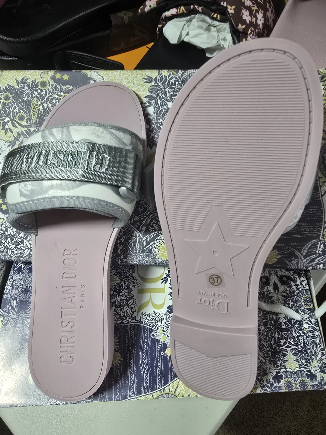 Grey And Pink Slides - Size 6 - photo 2