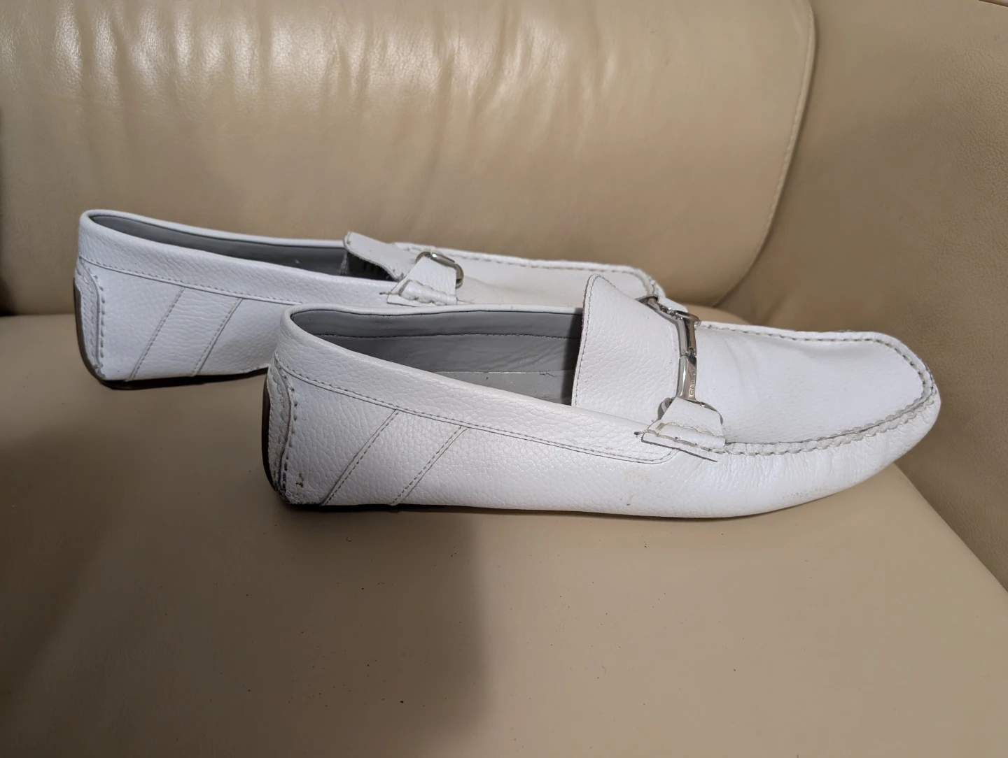 Calvin Klein "Matthews" White Leather Loafers