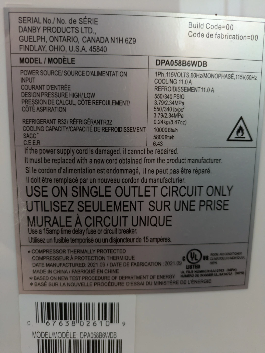 Danby Portable Air Conditioner DPA058B6WDB 5000 BTU - photo 3