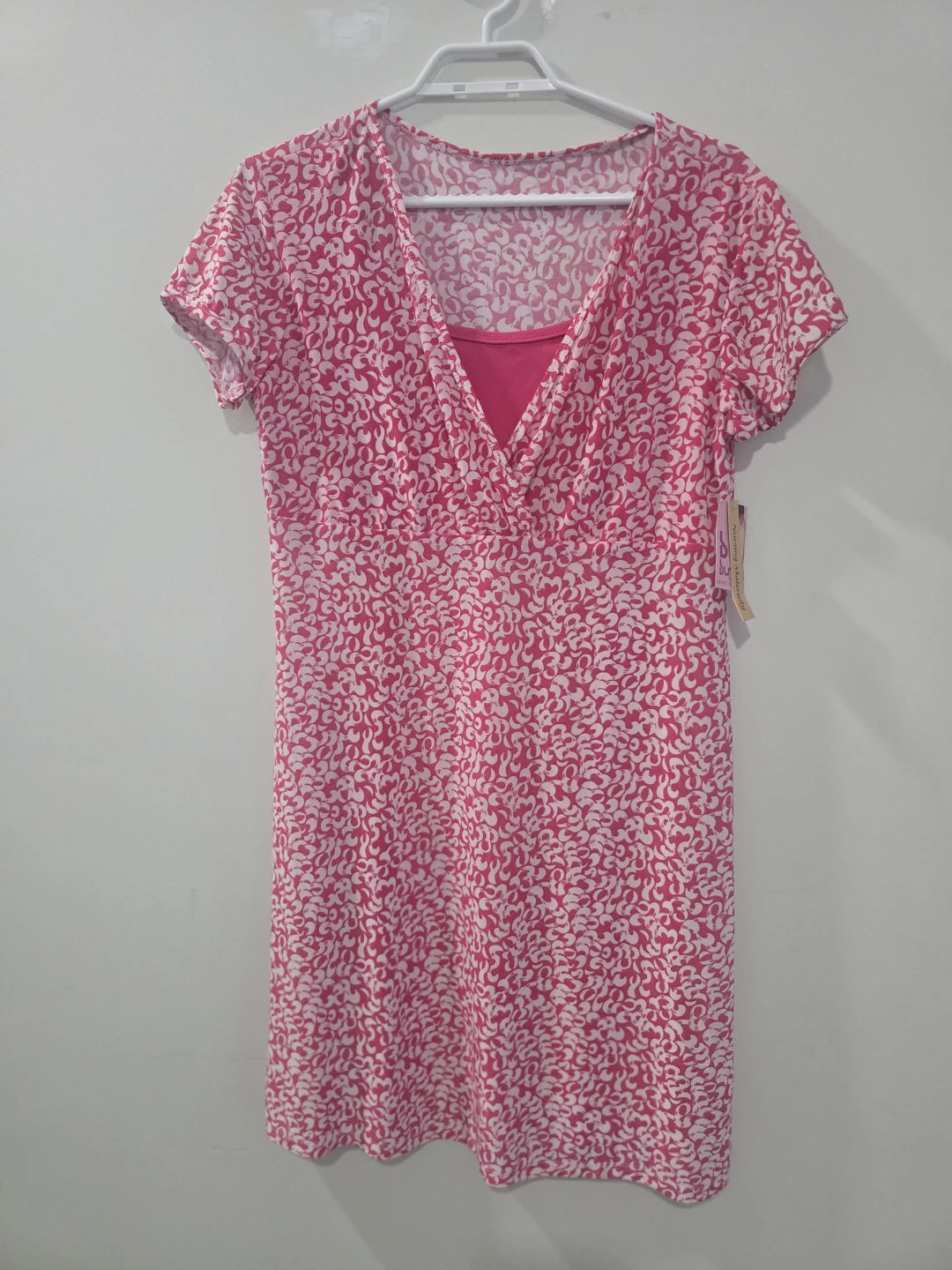 XL-Nursing maternity Dress - Pink Floral Print