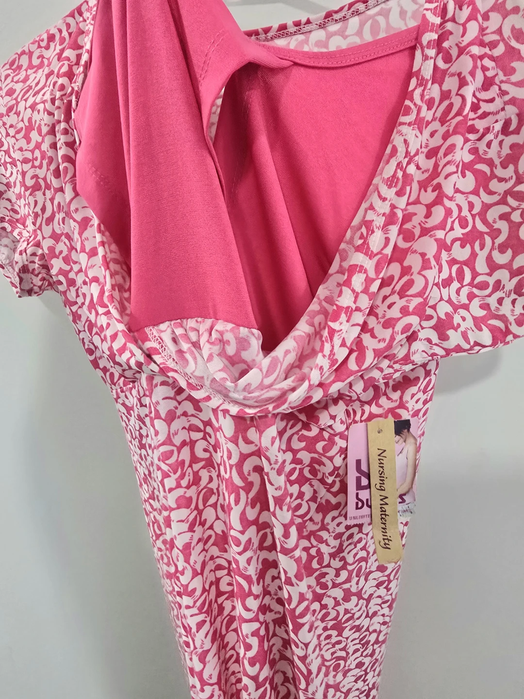 XL-Nursing maternity Dress - Pink Floral Print - photo 3