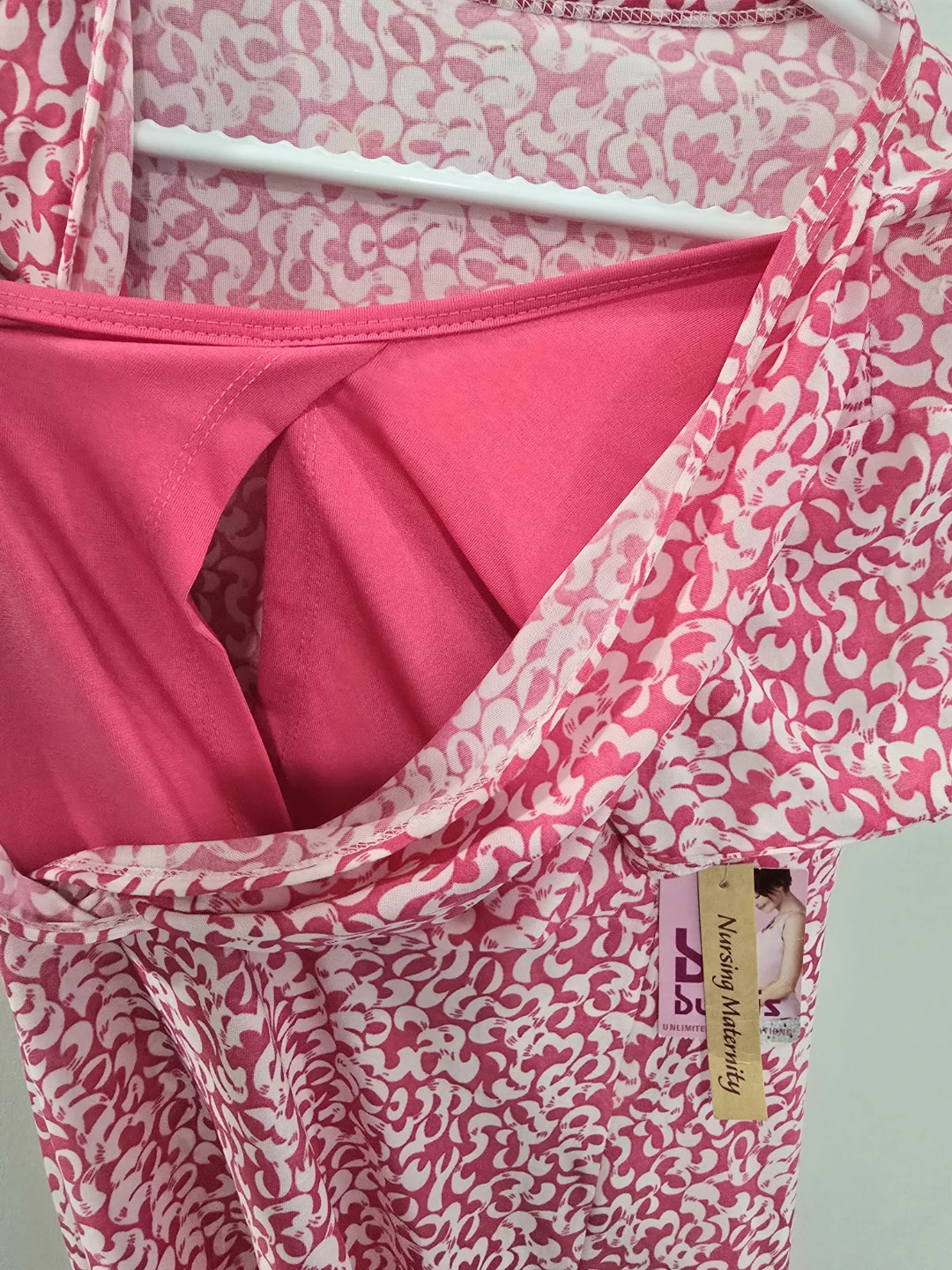 XL-Nursing maternity Dress - Pink Floral Print - photo 5