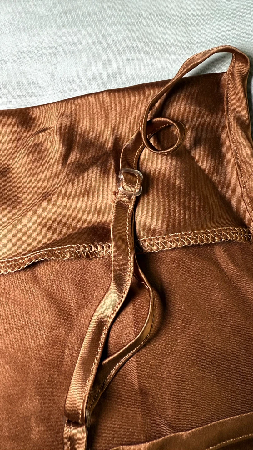 Simplee Brown Satin Cami Tank Top Size S - photo 5