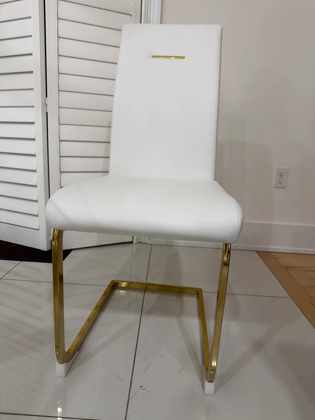 White Dining Chair with Gold Frame