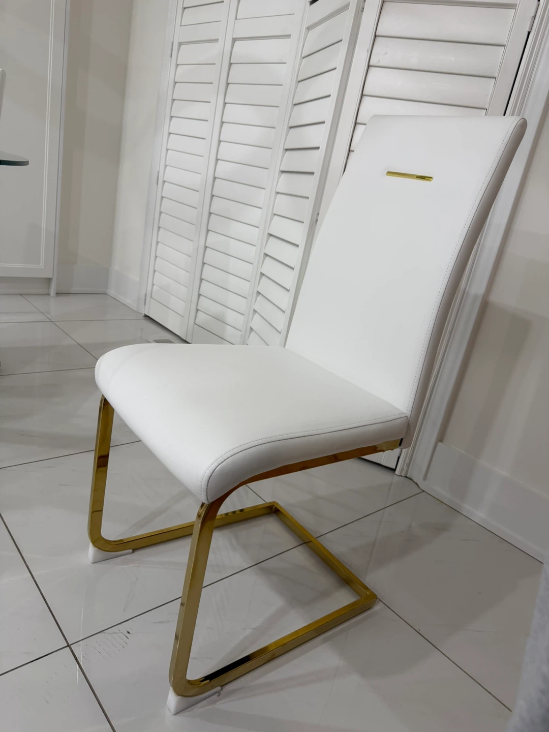 White Dining Chair with Gold Frame - photo 2