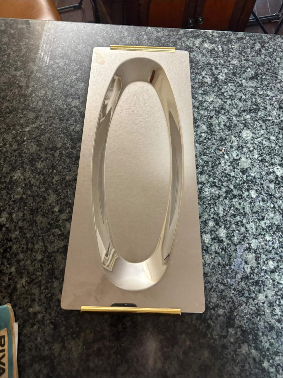 Silver Plated Serving Tray with Gold Handles