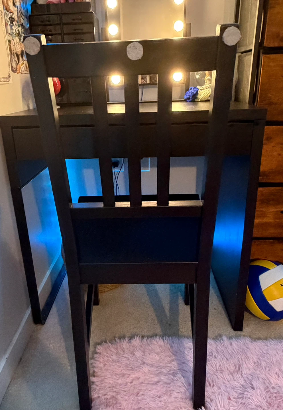 Ikea Black Desk with Matching Chair