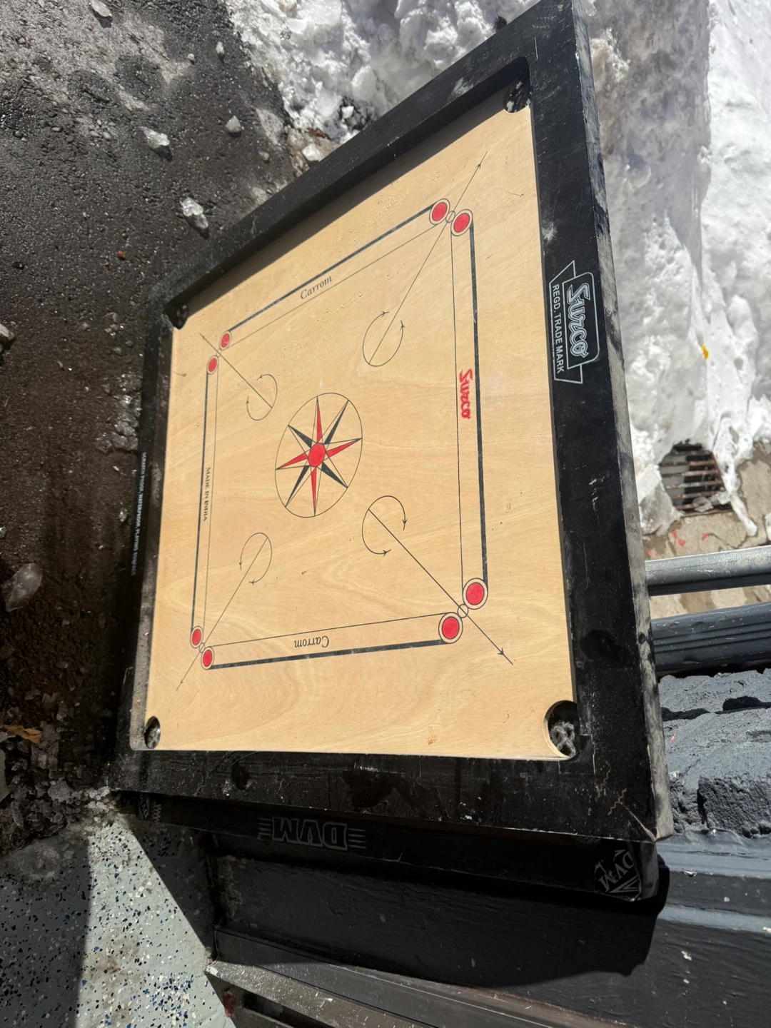 Carrom Board with coins