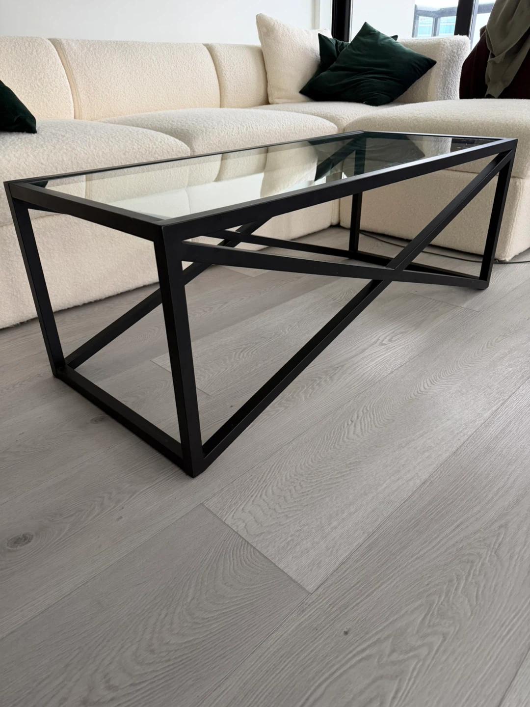Modern Black Metal and Glass Coffee Table - photo 4