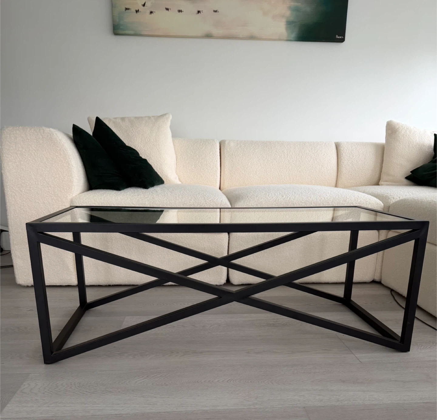 Modern Black Metal and Glass Coffee Table - photo 3