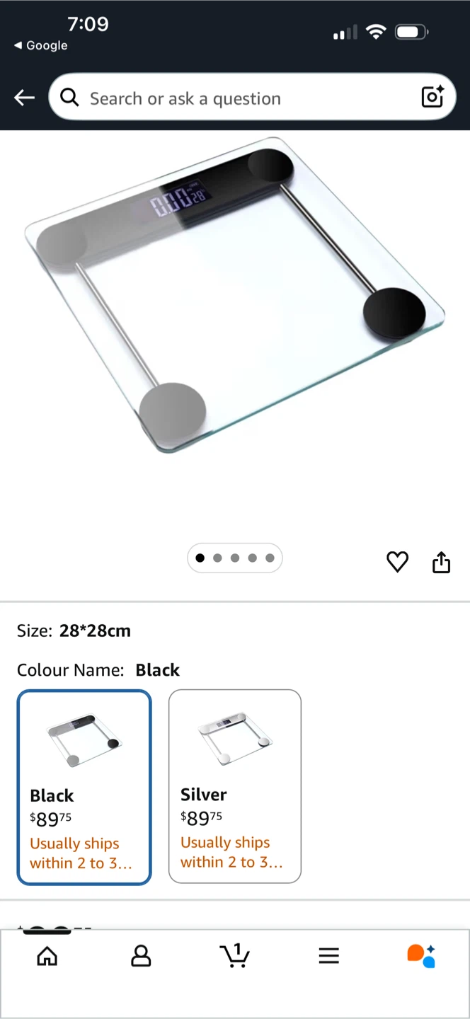 Black Digital Bathroom Scale 28x28cm - photo 3