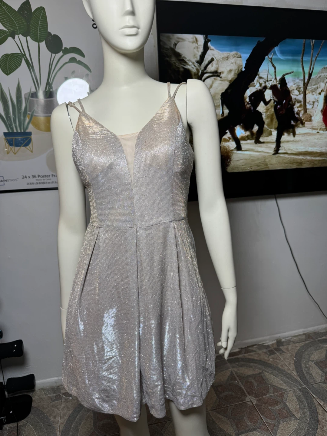 Sparkly Spaghetti Strap Mini Dress