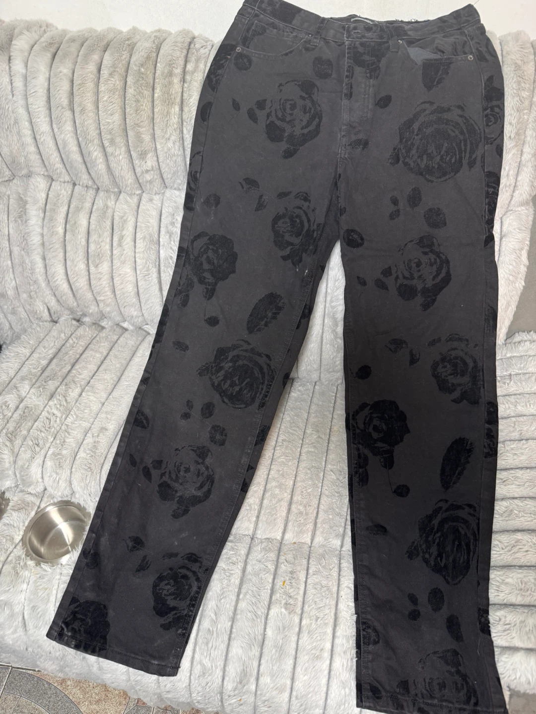 Wild Fable High-Rise Straight Black Floral Jeans Size 8/32