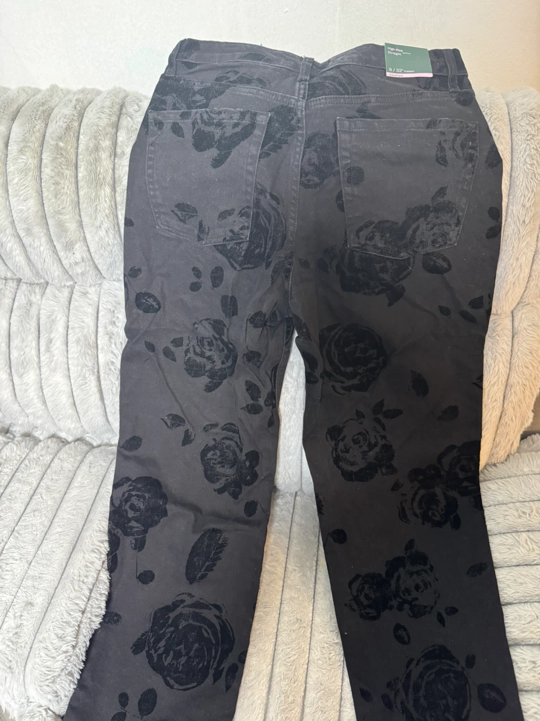 Wild Fable High-Rise Straight Black Floral Jeans Size 8/32 - photo 3