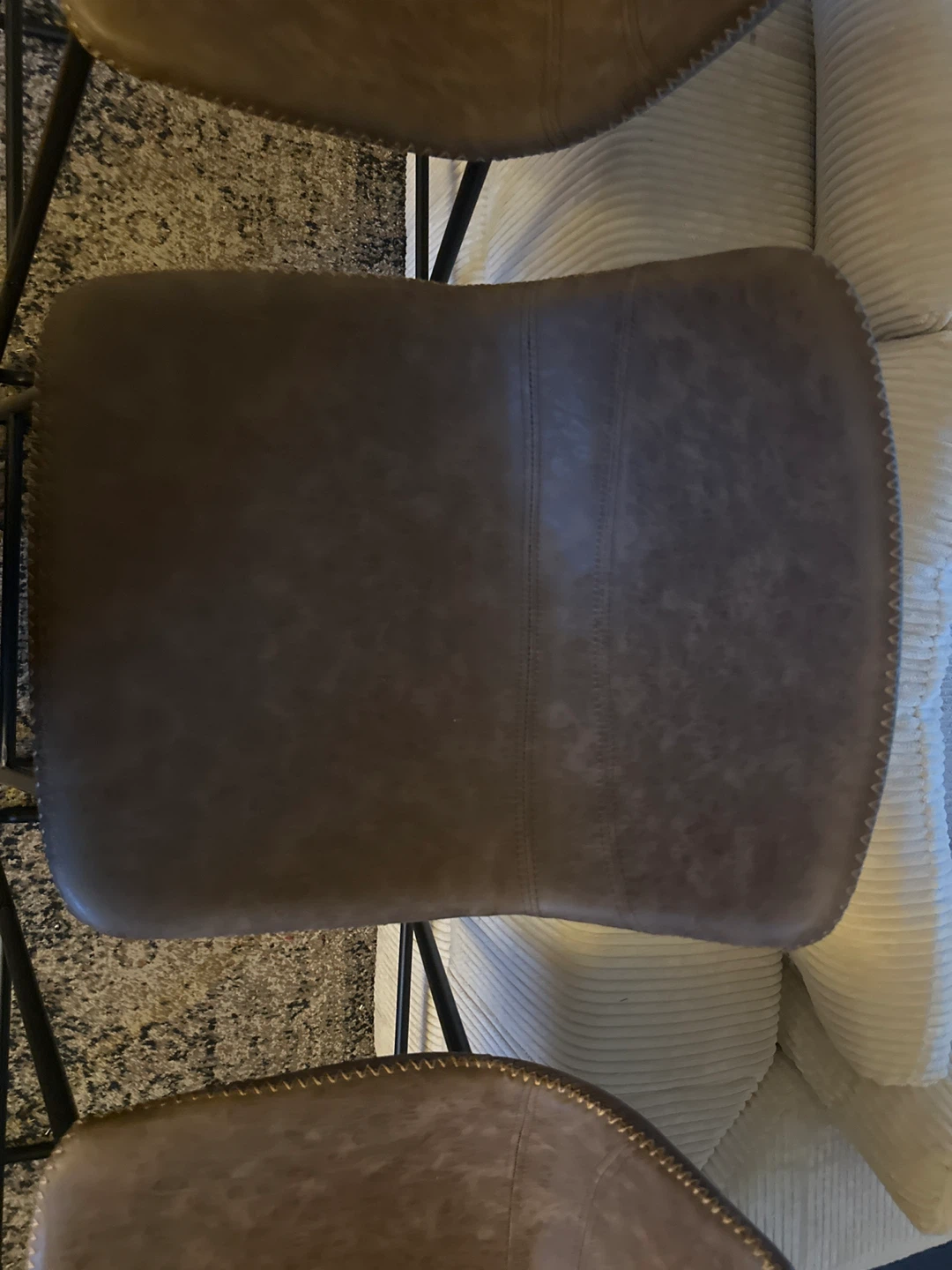 Set of 3 Brown Faux Leather Bar Stools - photo 3