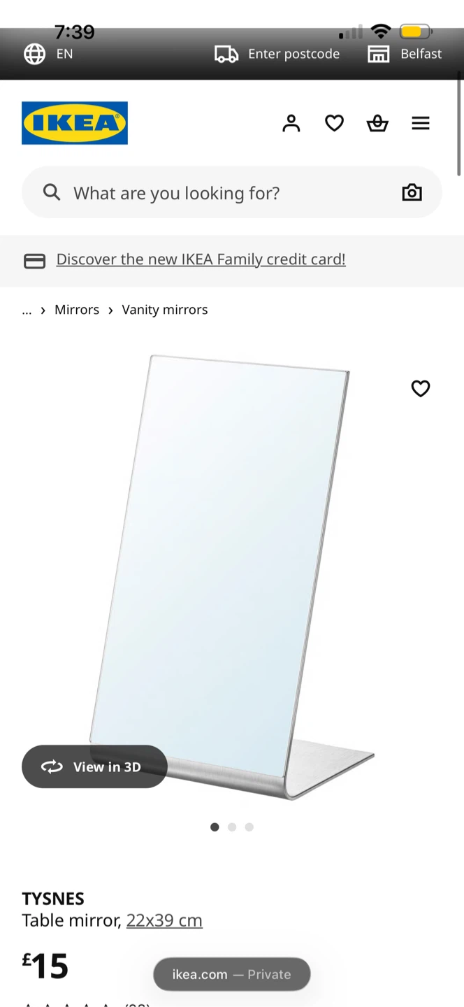 IKEA TYSNES Table Mirror