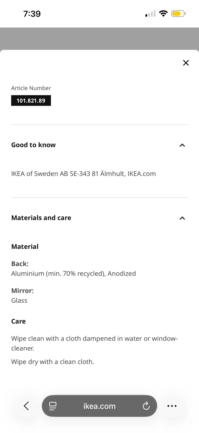 IKEA TYSNES Table Mirror - photo 5