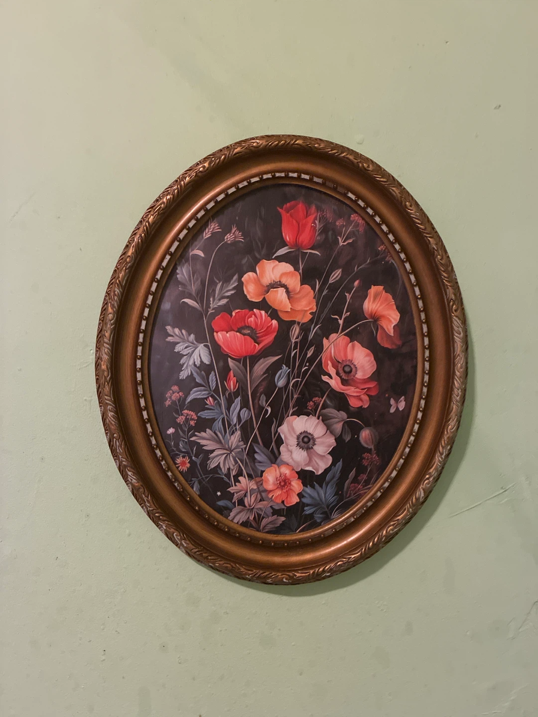 Oval Framed Floral Print