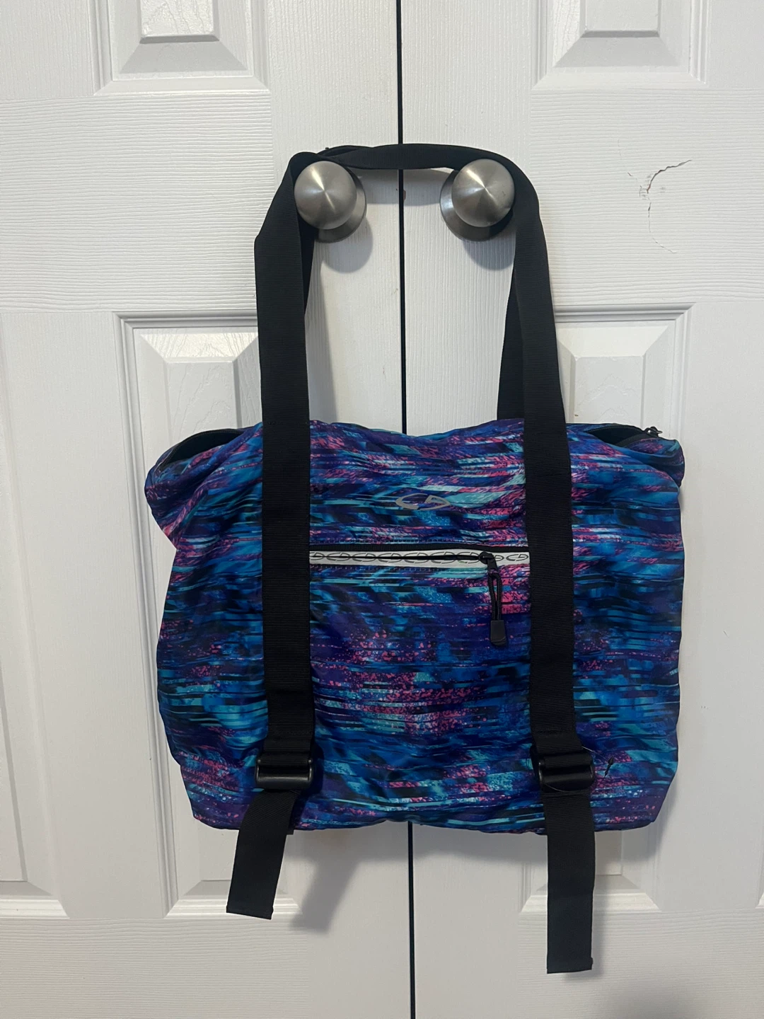 Blue and Pink Abstract Print Tote Bag Backpack