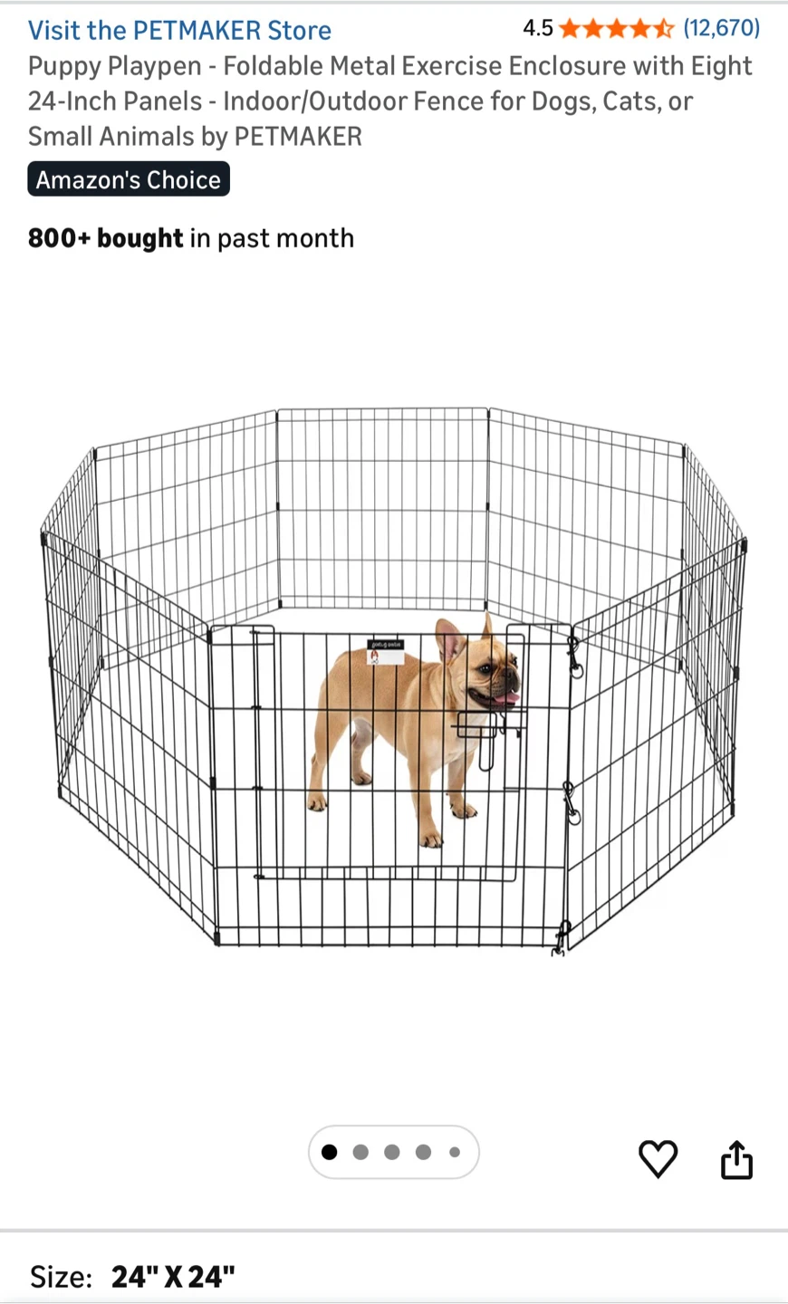 Petmaker Black Metal Play Pen for Pets