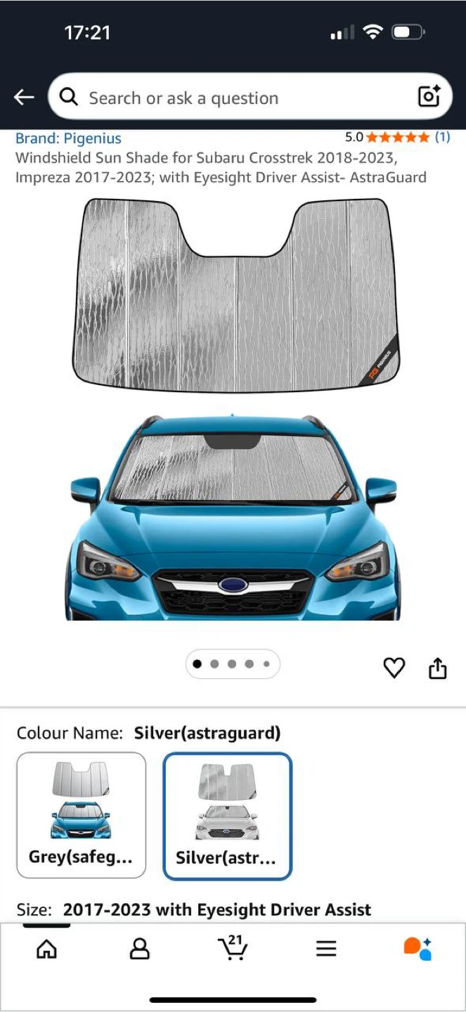 Windshield Sun Shade for Subaru Crosstrek / Impreza ☀️🚗