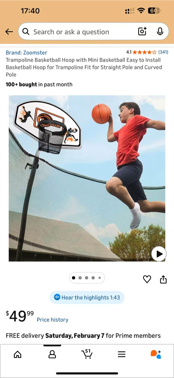 Trampoline Basketball Hoop with Mini Basketball - photo 3