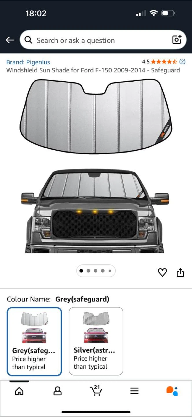 Pigenius Windshield Sun Shade – Ford F-150 2009–2014