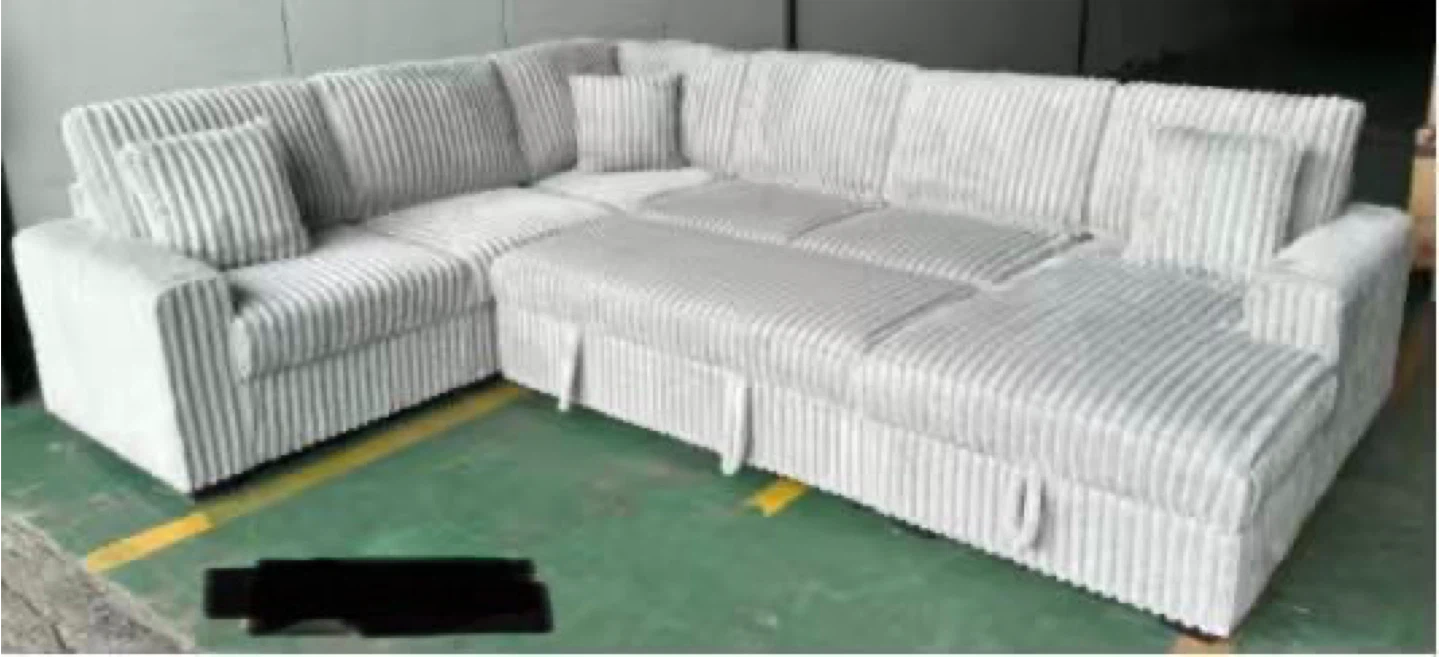 Grey Corduroy Sectional Sofa with Storage - photo 4