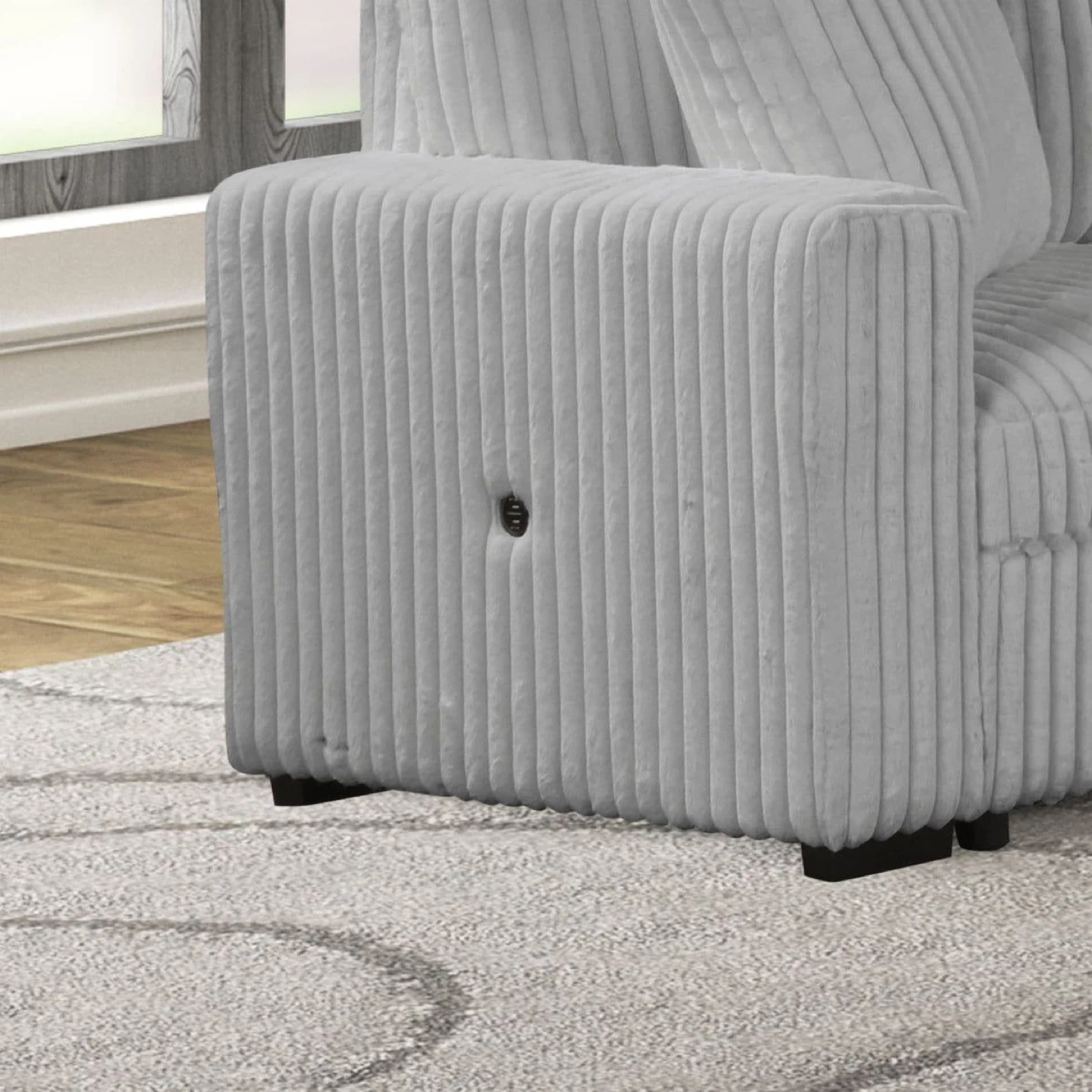 Grey Corduroy Sectional Sofa with Storage - photo 3