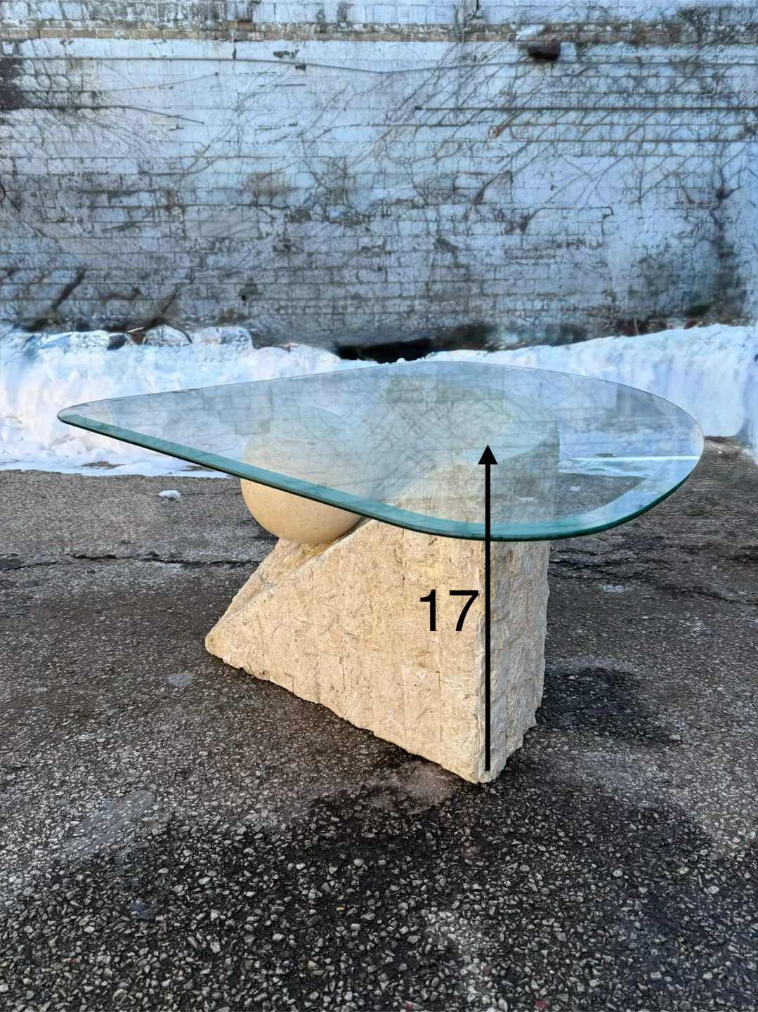 Postmodern Tessellated Stone Triangular Coffee Table - photo 3