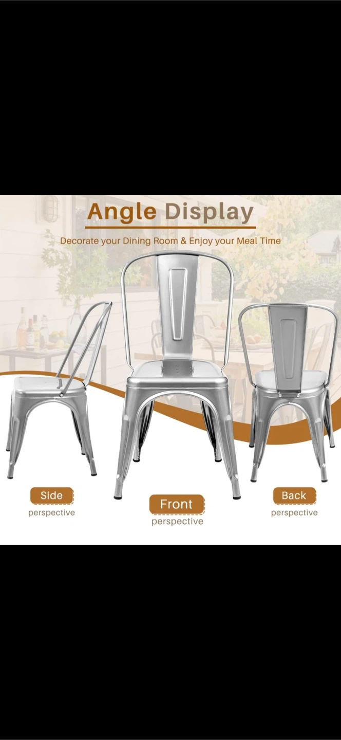 Brand new Lacoo Metal Dining Chairs - Set of 4, Silver - photo 3