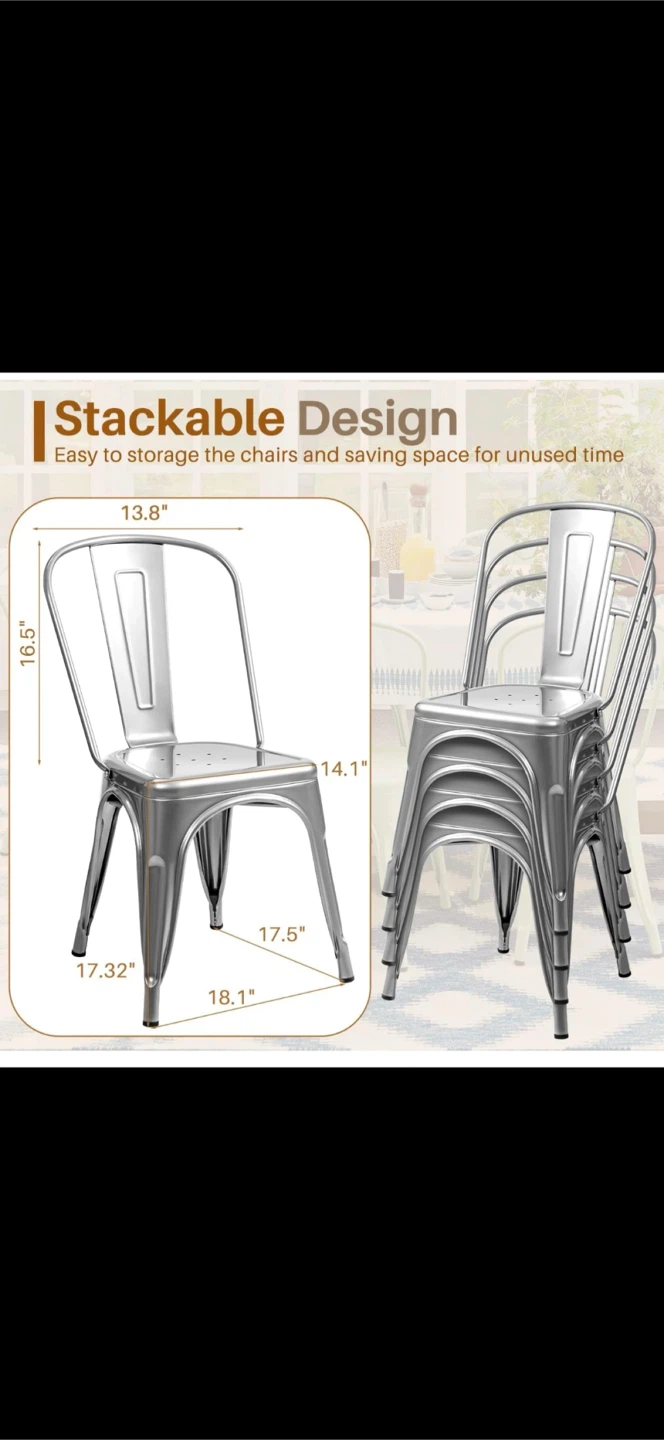 Brand new Lacoo Metal Dining Chairs - Set of 4, Silver
