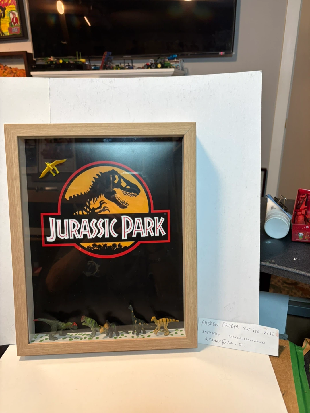 Jurassic Park Shadow Box Display with Dinosaurs