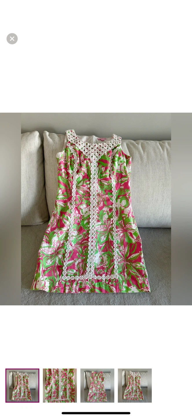 Lilly Pulitzer Dress Pink Green Floral Lace