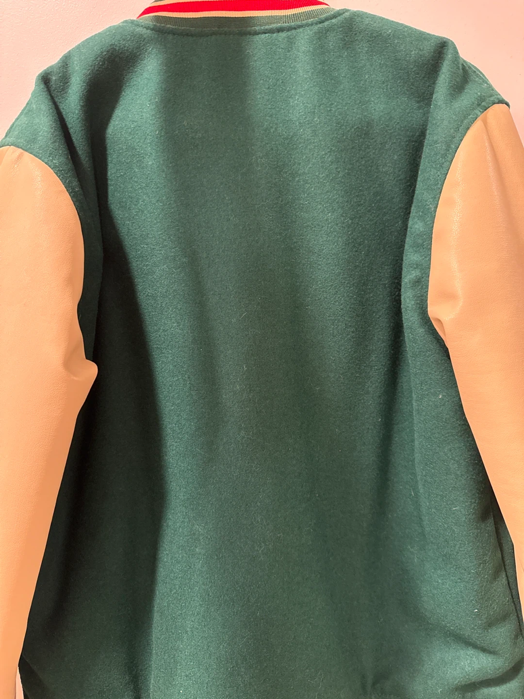 UO Varsity Bomber Jacket Green/Cream - photo 3