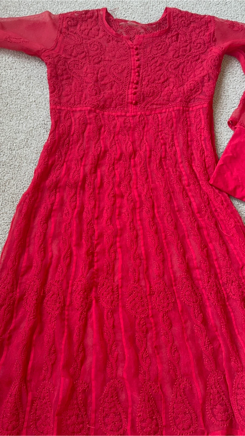 Red Embroidered Anarkali Dress - photo 3