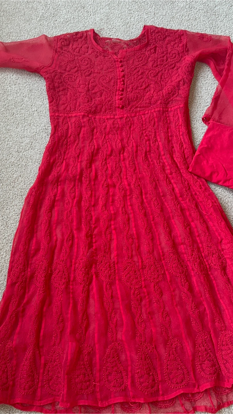 Red Embroidered Anarkali Dress - photo 2