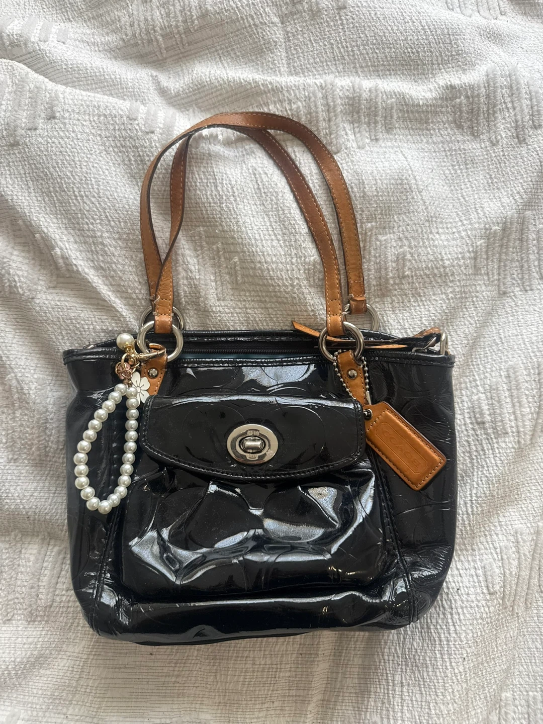 Coach Black Patent Shoulder Bag