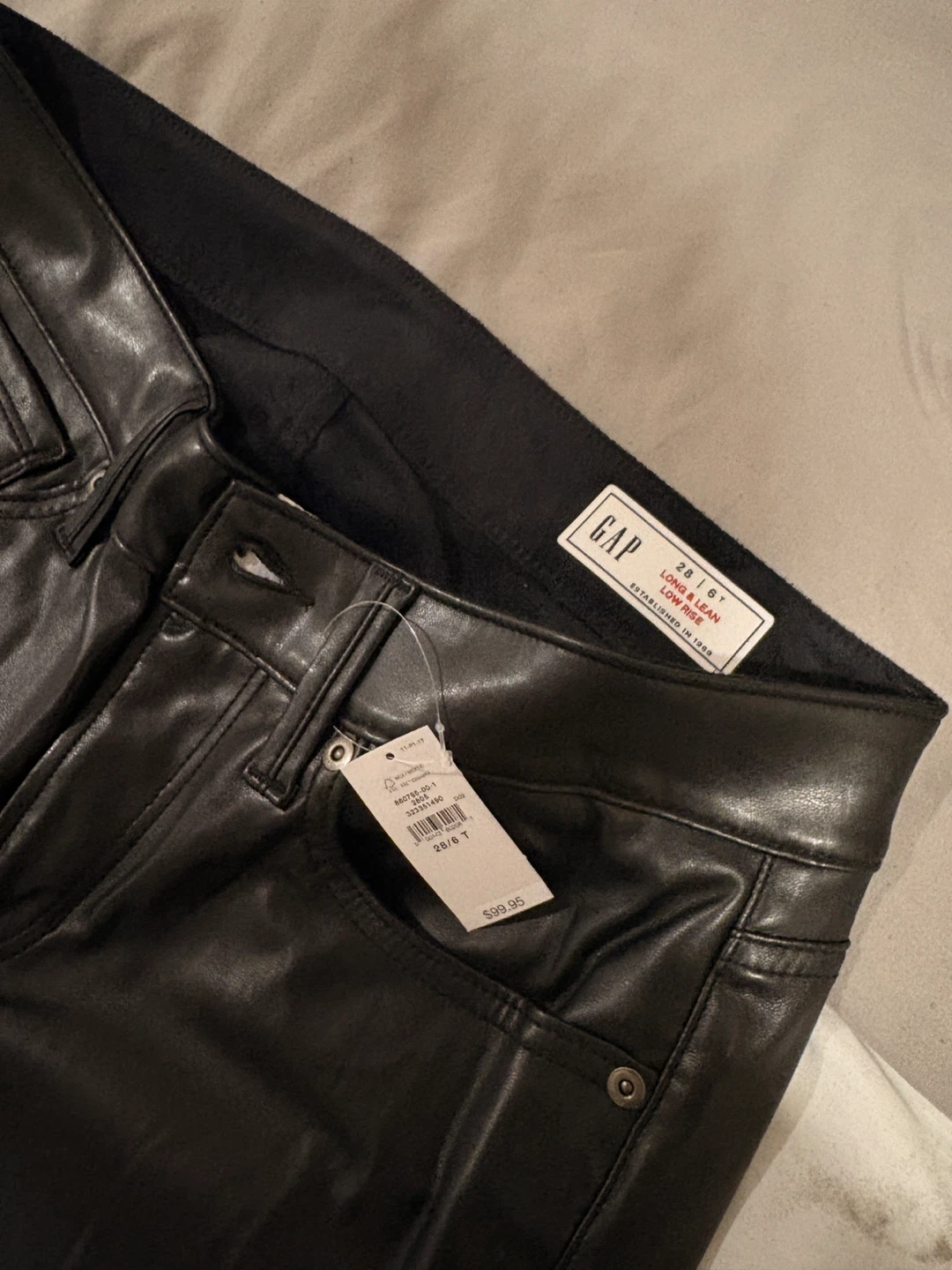 GAP Black Long & Lean Faux Leather Pants Size 28/6T - photo 2
