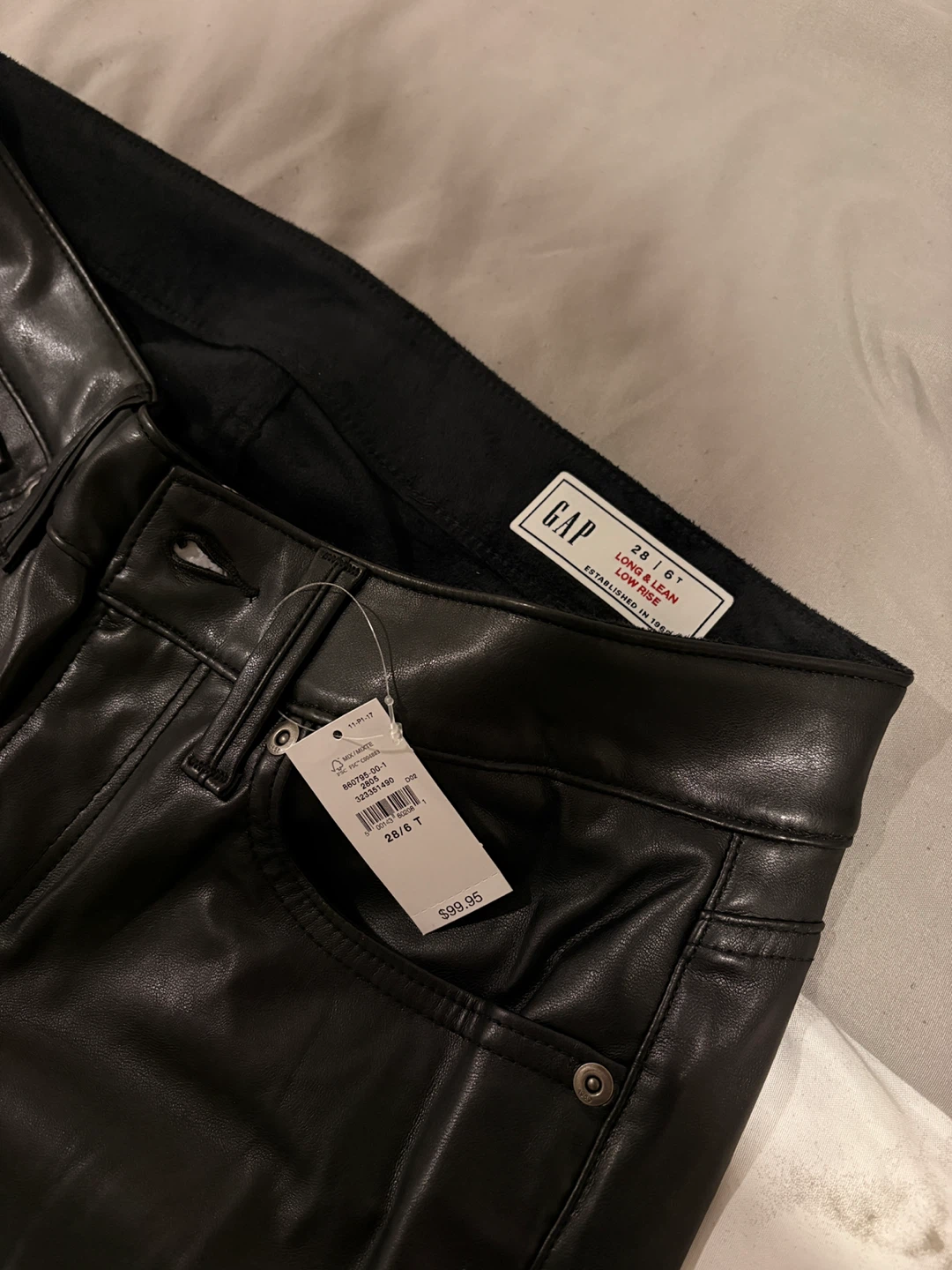 GAP Black Long & Lean Faux Leather Pants Size 28/6T